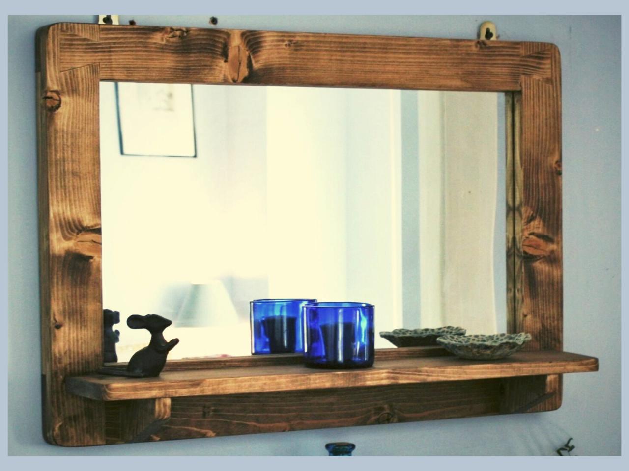 Rustic Bathroom Mirror With Shelf Semis Online