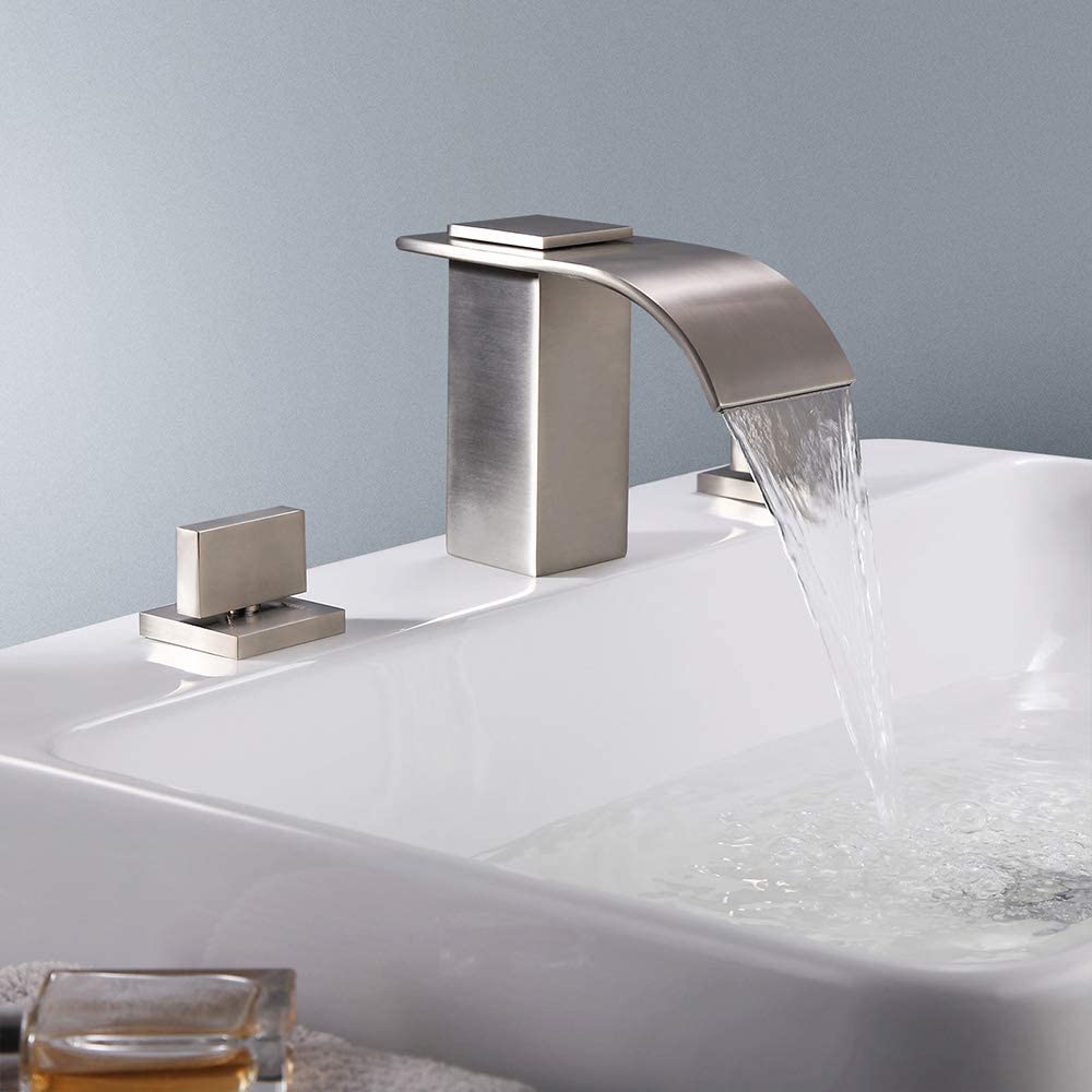 Waterfall Bathroom Sink Faucet Brushed Nickel