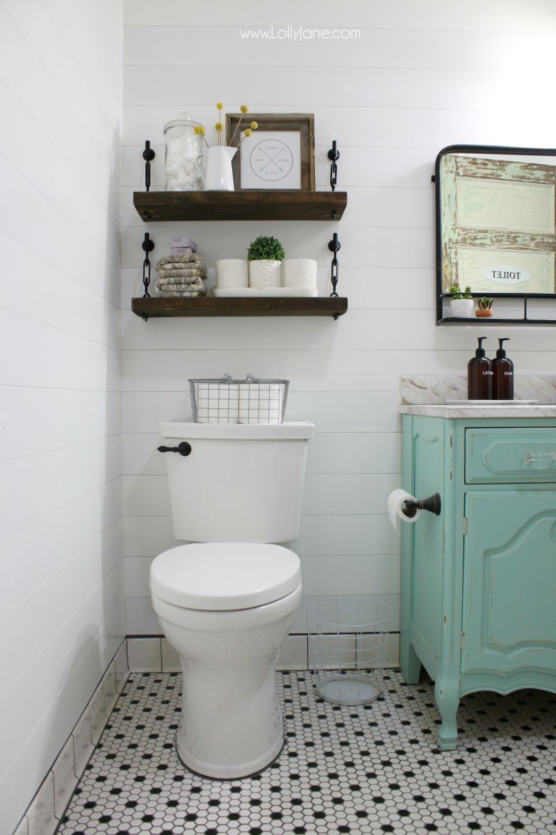 Small Bathroom Shelves over Toilet