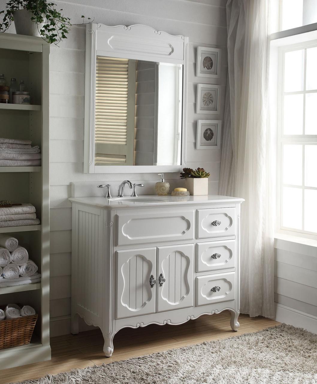 White Victorian Bathroom Cabinets