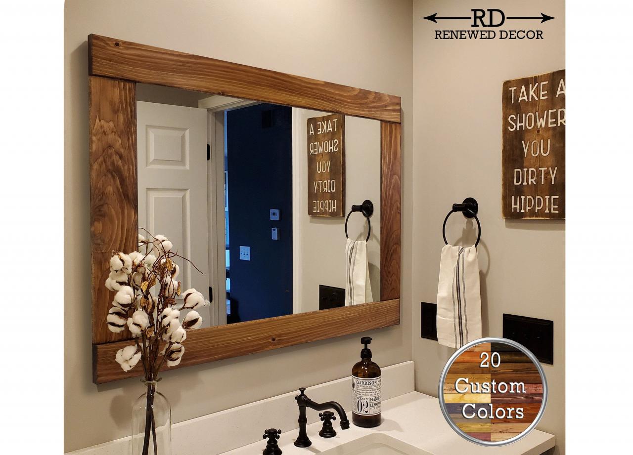 Rustic Wood Framed Bathroom Mirrors Semis Online 8765