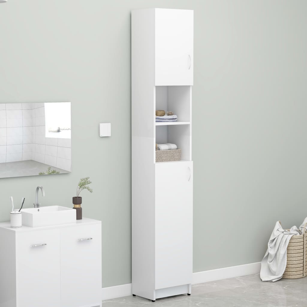 Slim White Gloss Bathroom Cabinet