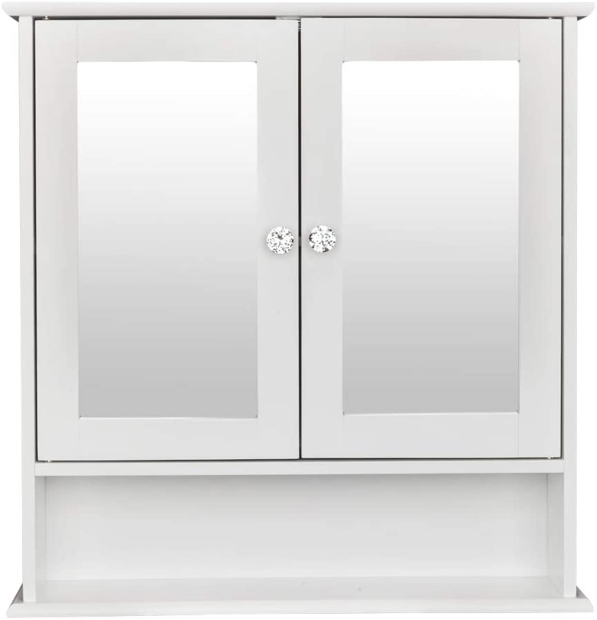 Double Door Mirrored Bathroom Cabinet