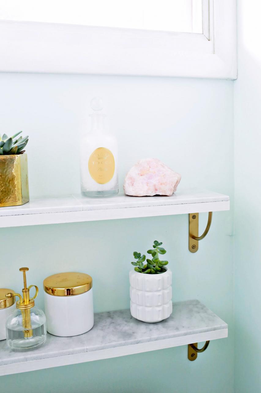 White Marble Bathroom Shelf