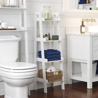 Narrow Tiered Bathroom Floor Shelf