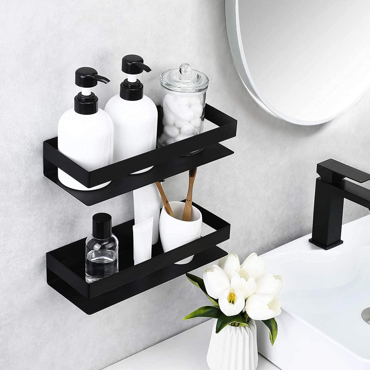 Bathroom Shelf Matt Black Semis Online