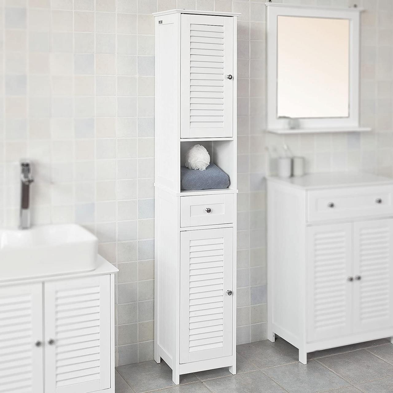White Bathroom Storage Cabinets Floor