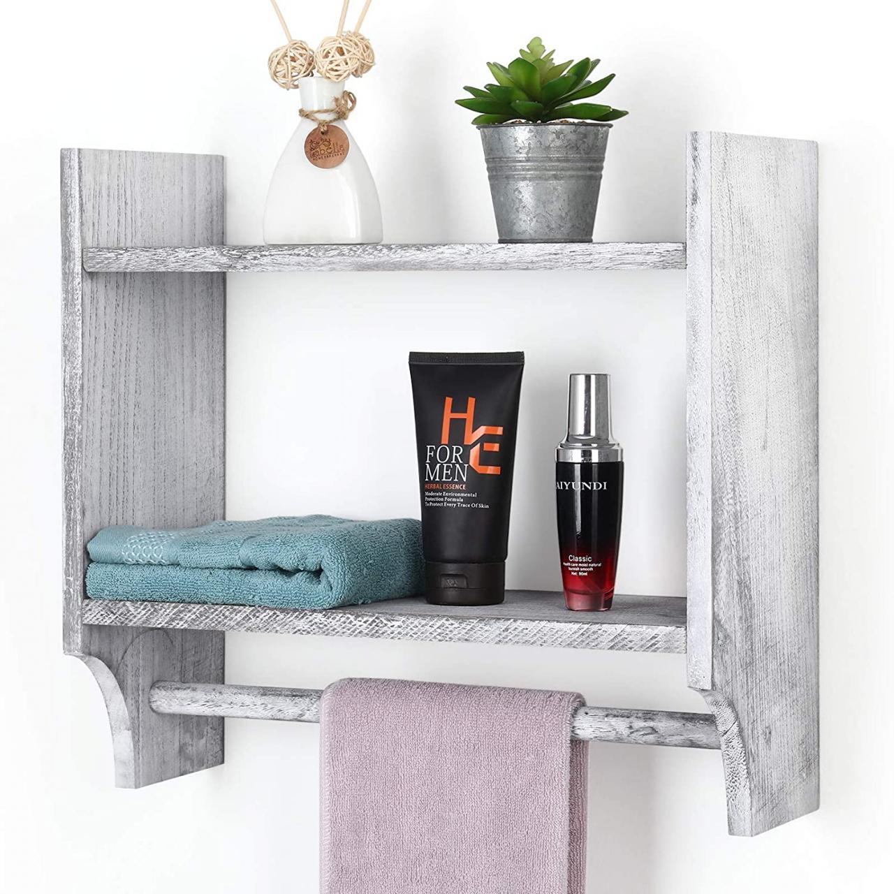 Bathroom Shelf Towel Rack Wood