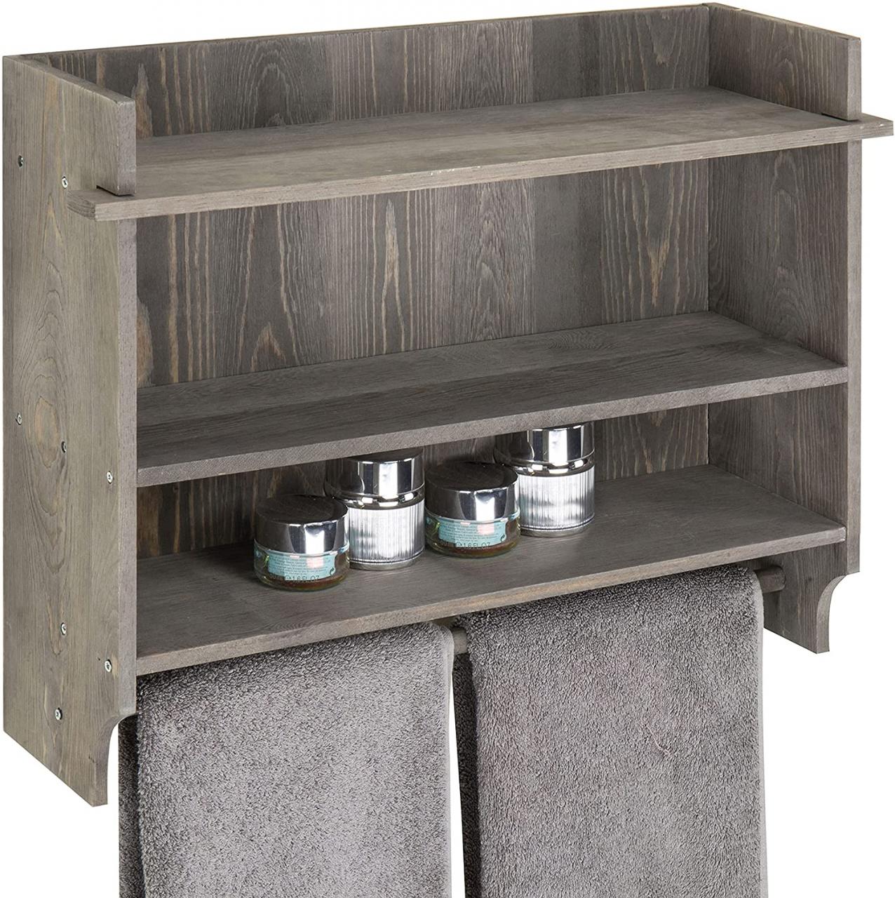 Grey Wooden Bathroom Shelf