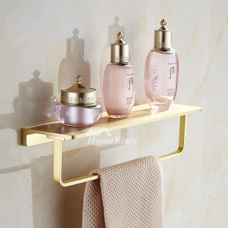 Gold Bathroom Shelf with Towel Bar