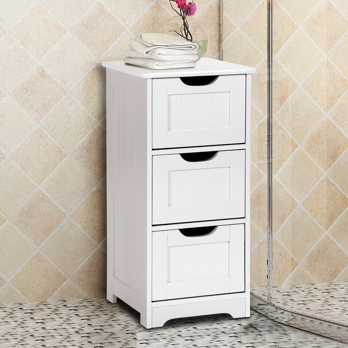 3 Drawer White Bathroom Cabinet