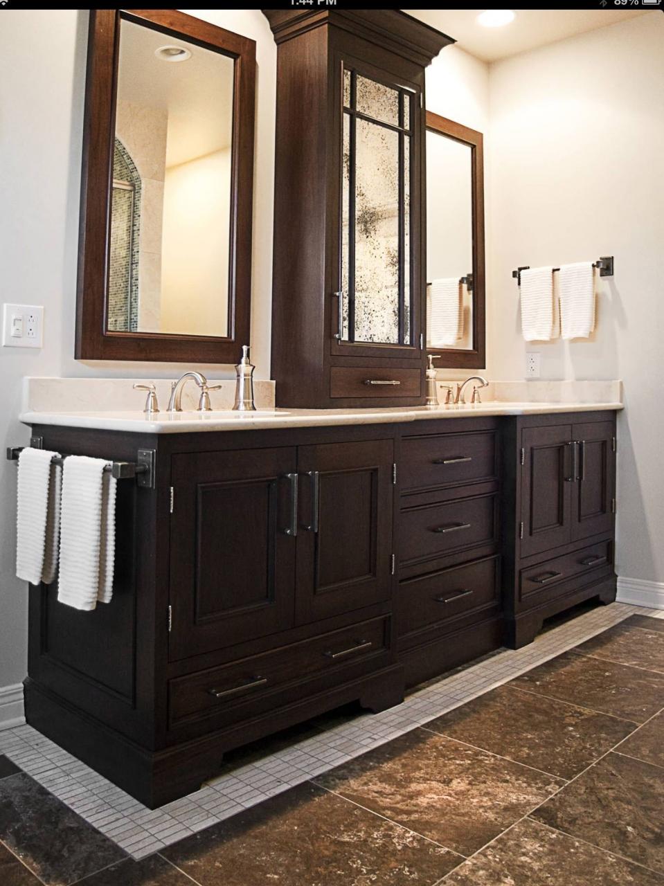 Dark Wood Bathroom Shelf Unit