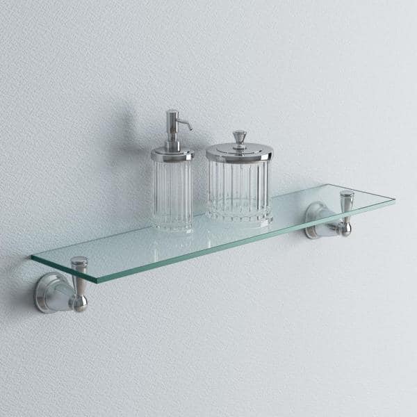 Brushed Nickel Glass Shelf for Bathroom