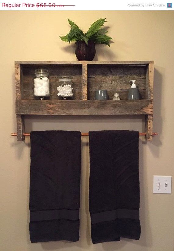 DIY Rustic Bathroom Shelf with Towel Bar