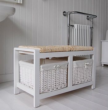 Bathroom Storage Seat White