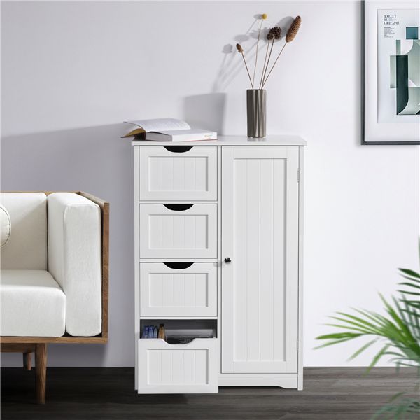 White Wood Bathroom Storage Unit