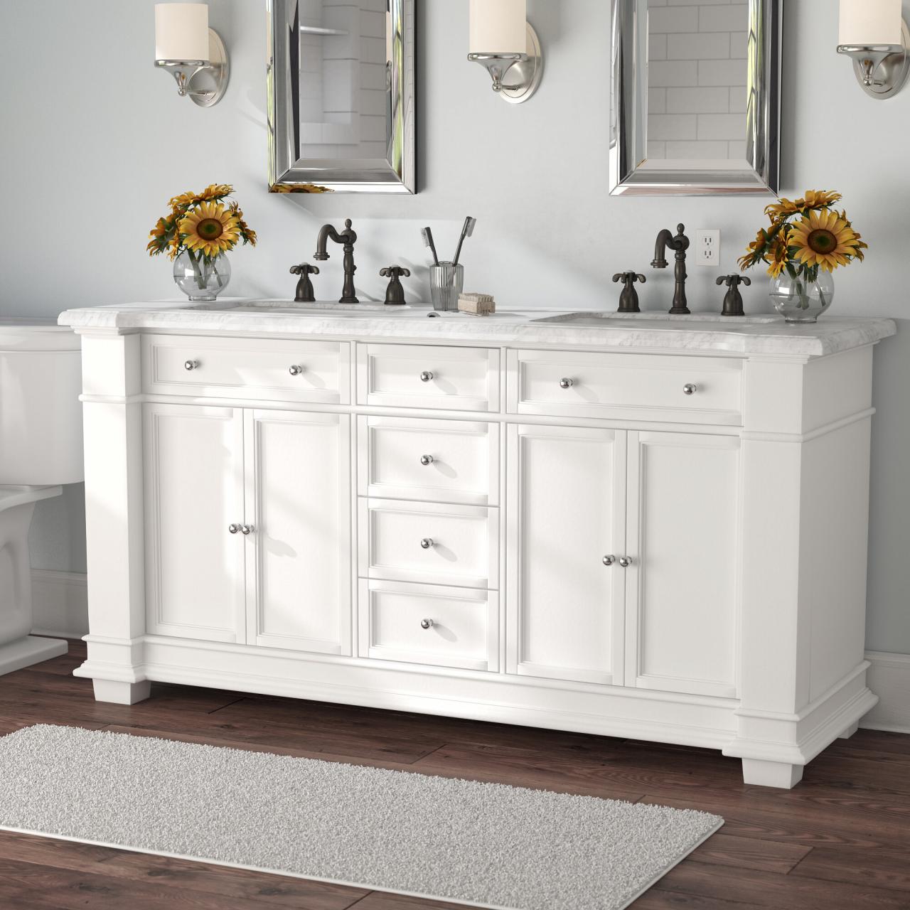 Double Sink Bathroom Vanity Cabinets White Semis Online 