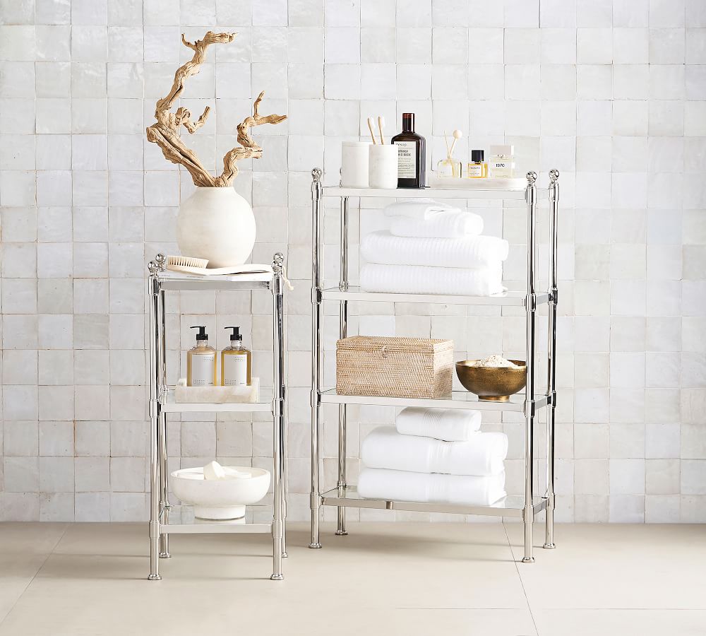 Brushed Nickel Bathroom Shelf Unit