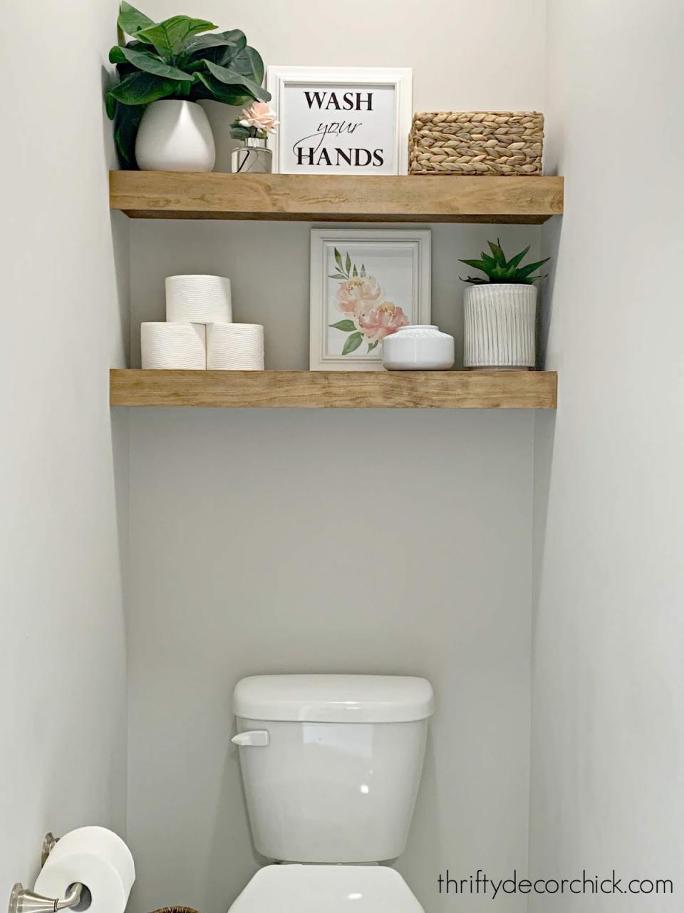 How to Hang Floating Shelves above Toilet