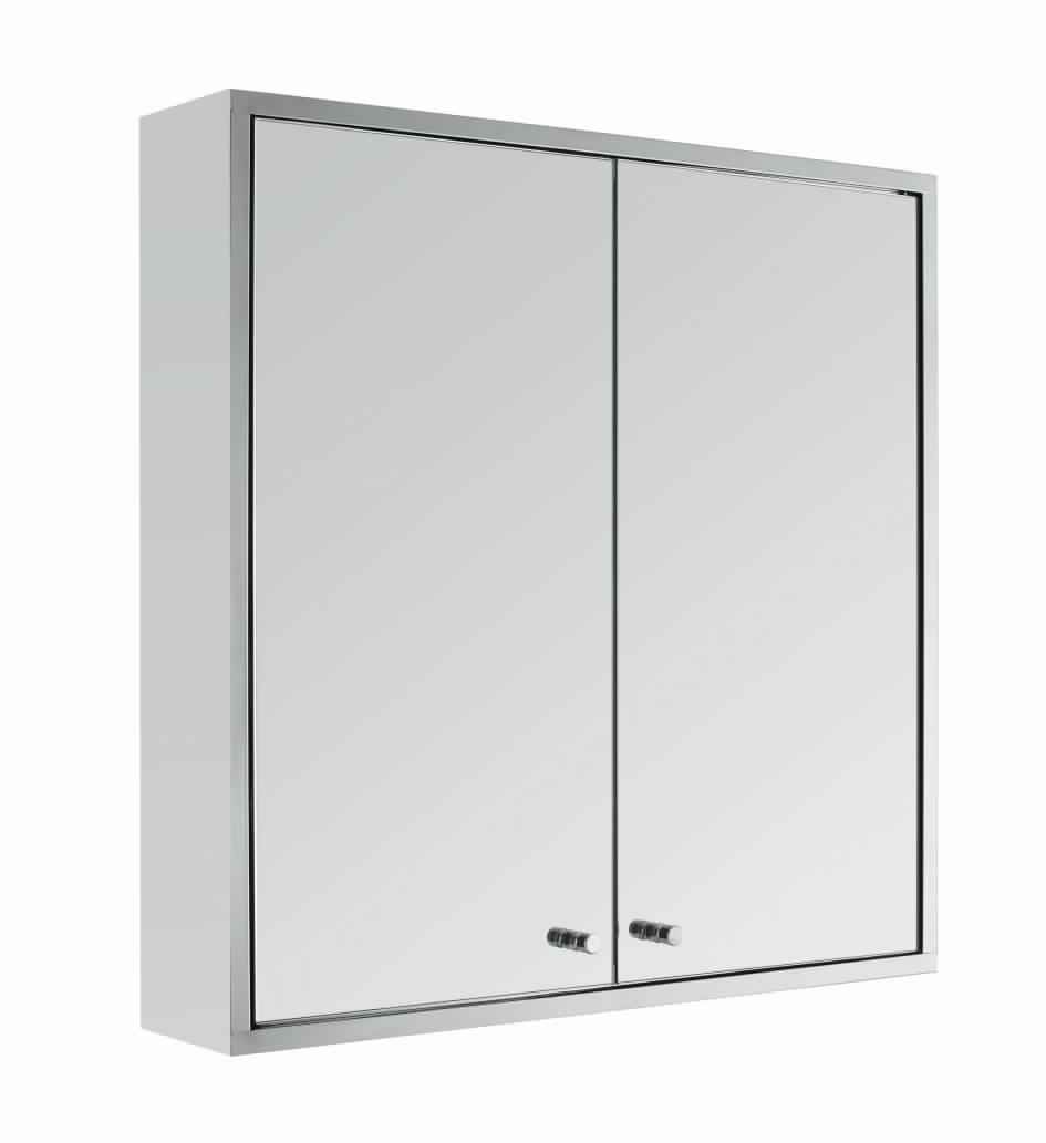 Double Door Mirrored Bathroom Cabinet Stainless Steel