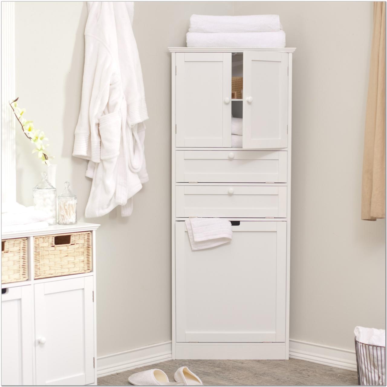 Tall Bathroom Cabinet With Laundry Basket