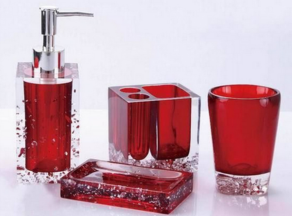 Red Glass Bathroom Accessories