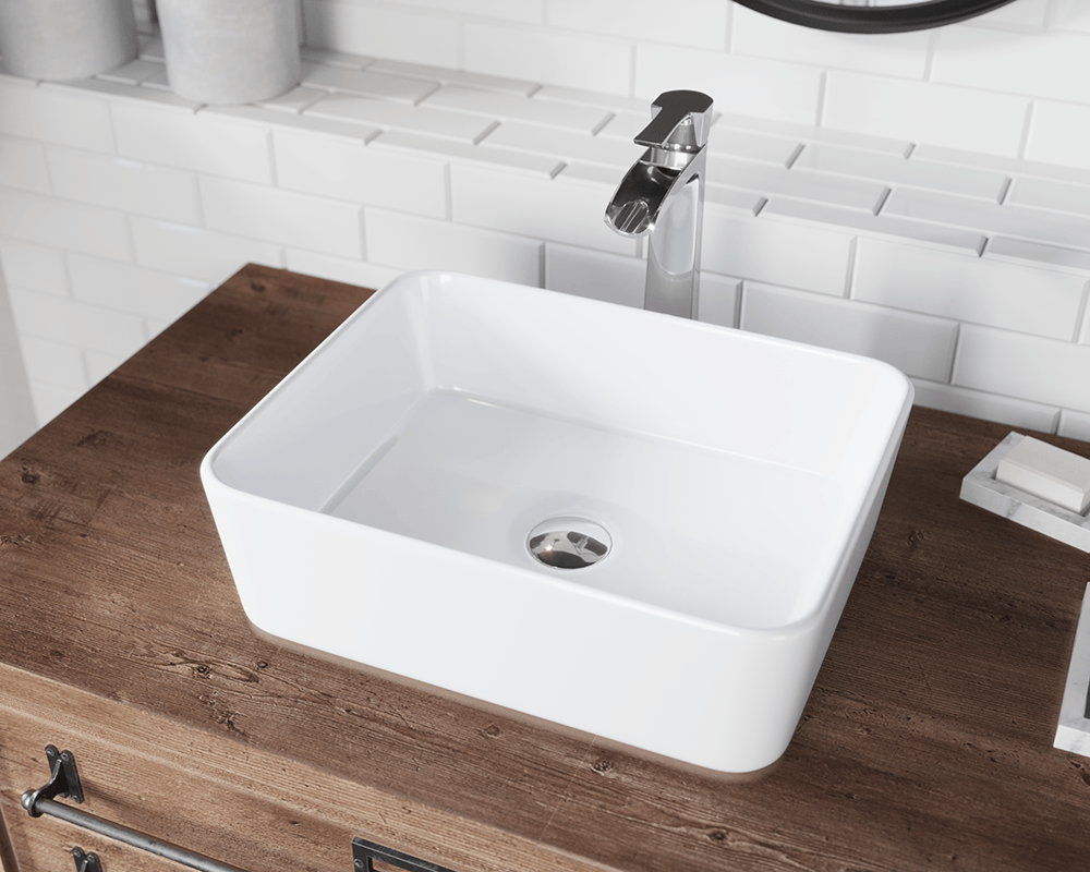 White Porcelain Vessel Bathroom Sink
