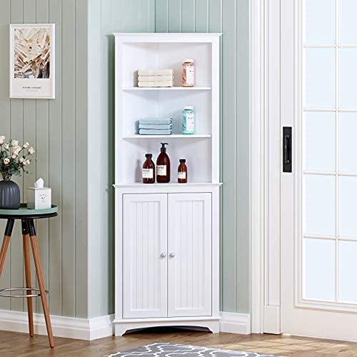 Bathroom Corner Shelf Unit White
