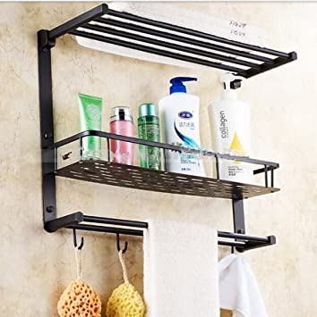 Bathroom Shelf with Towel Bar Oil Rubbed Bronze