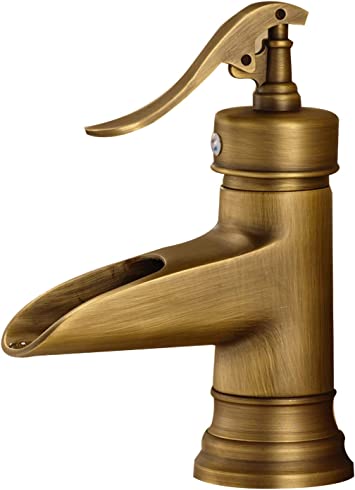 Antique Brass Single Hole Bathroom Faucet