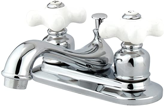 Bathroom Faucet With Porcelain Cross Handles