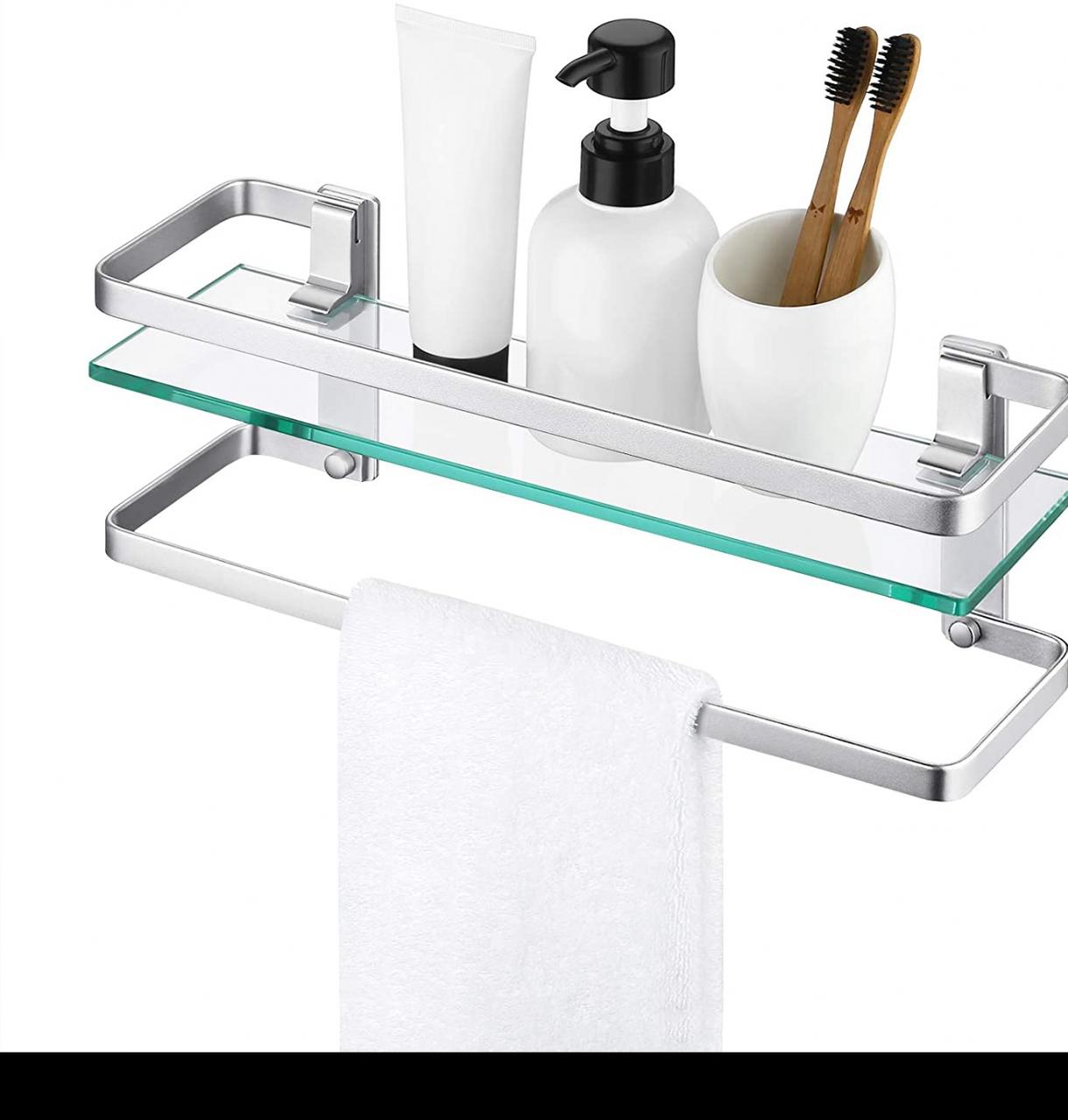 Bathroom Glass Shelf Rail
