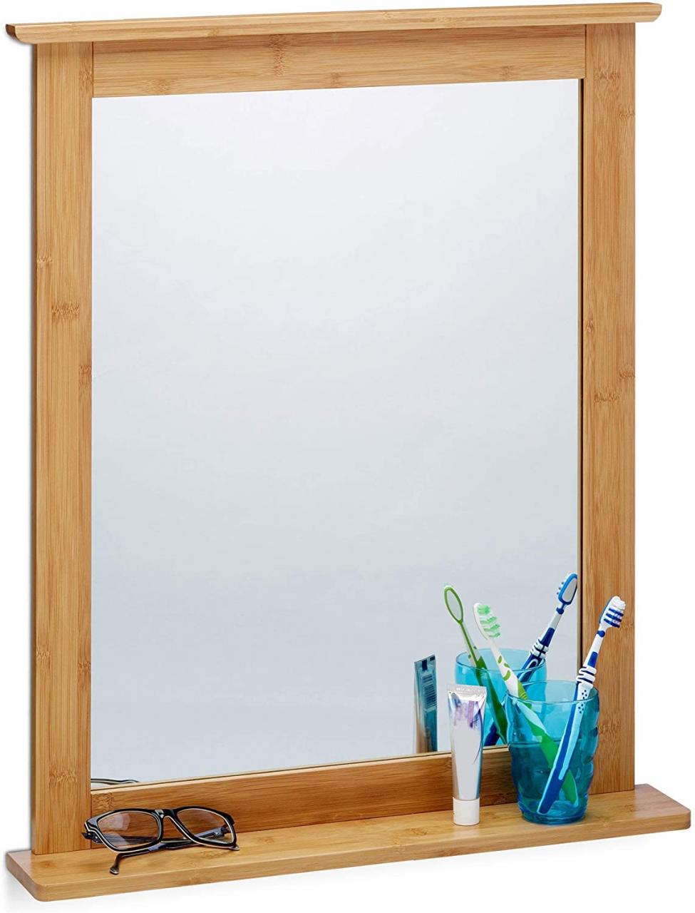 Wood Bathroom Mirror With Shelf