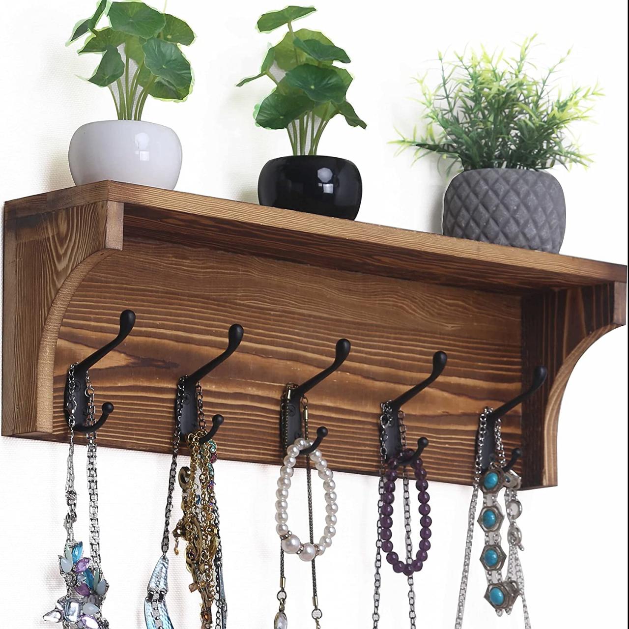 Bathroom Shelf with Hooks Underneath