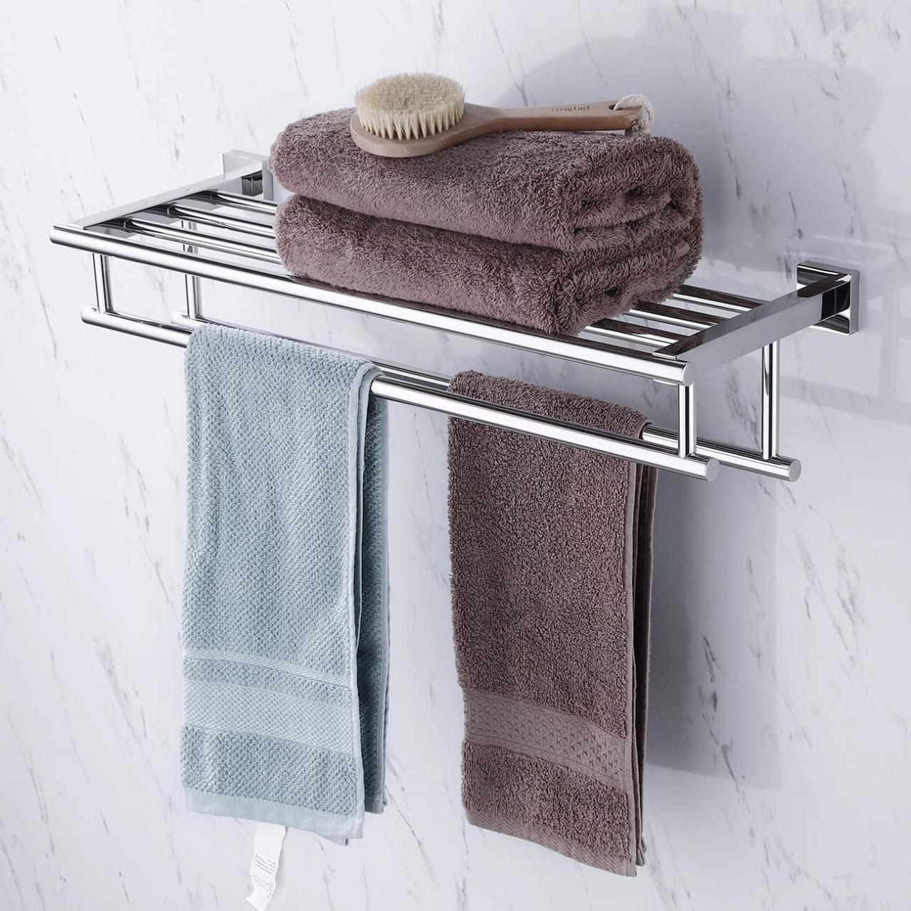Bathroom Shelf with Double Towel Bar