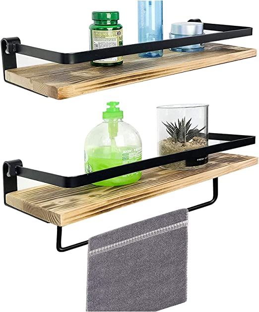 Floating Bathroom Shelf with Rail