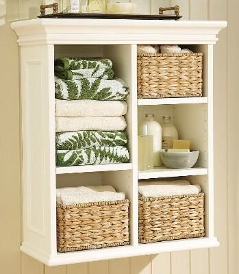 Bathroom Shelf with Wicker Baskets