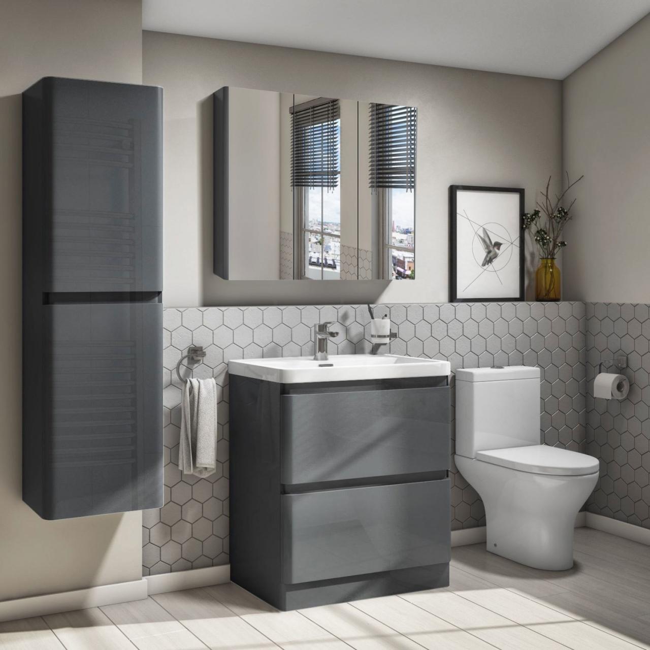 Grey Gloss Bathroom Shelf