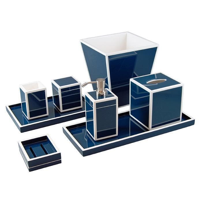 Navy Blue And White Bathroom Accessories