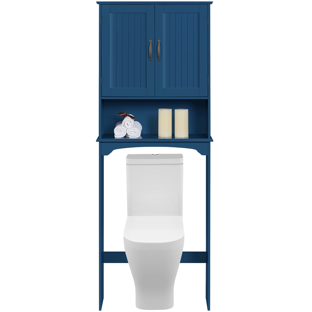 Blue and White Bathroom Storage