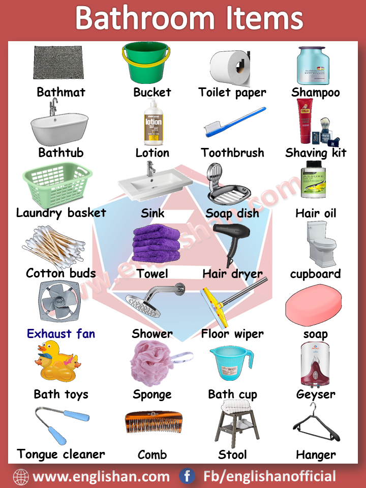 Bathroom Accessories Names In English