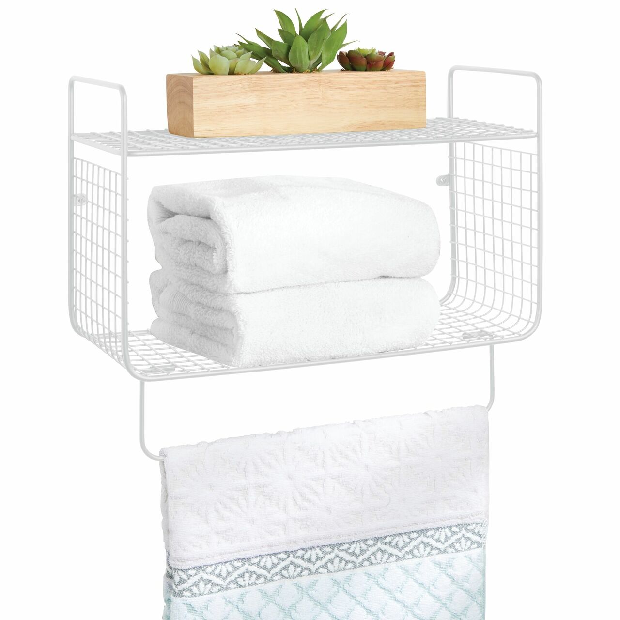 2 Tier Bathroom Shelf with Towel Bar