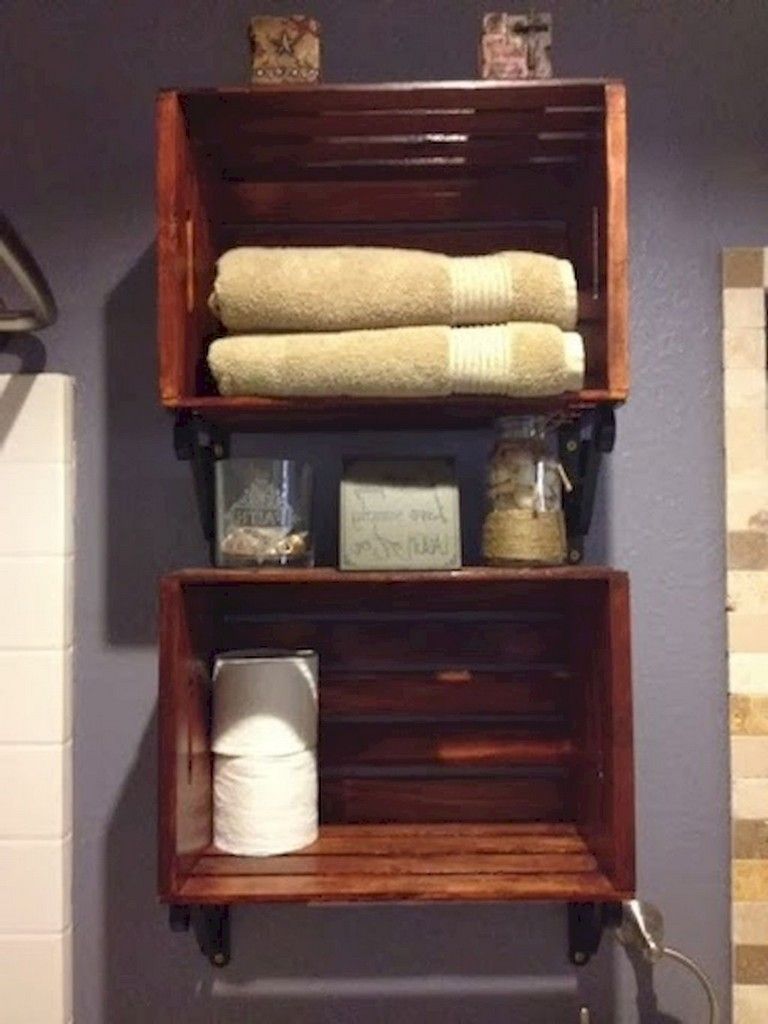 Wooden Crate Bathroom Storage