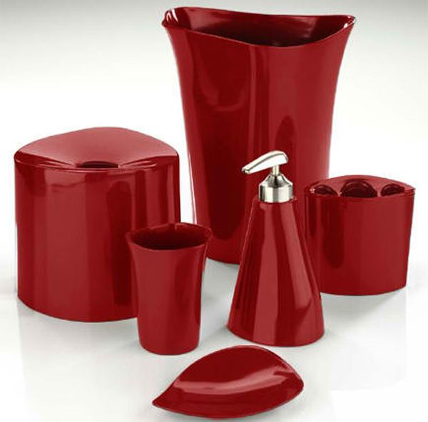 Red And Black Bathroom Accessories Sets