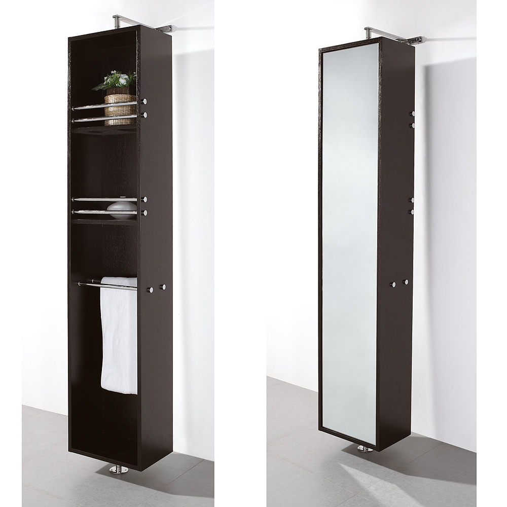 Tall Rotating Mirrored Bathroom Cabinet
