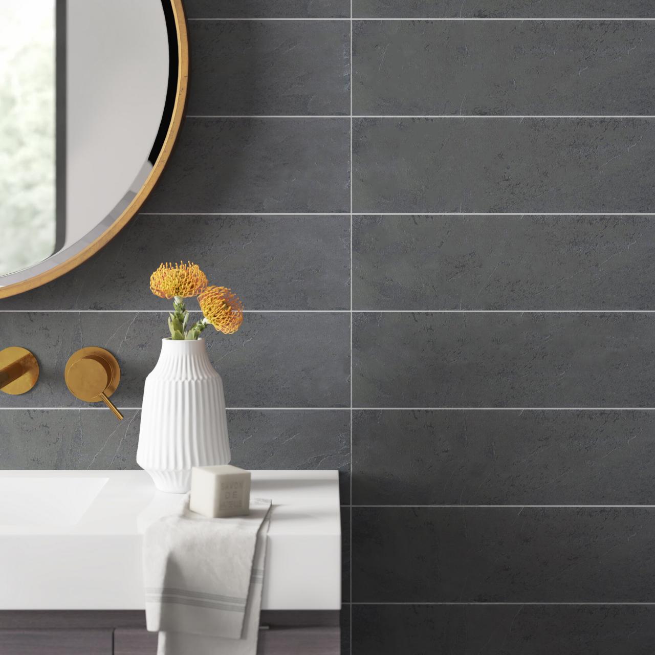 Large Gray Bathroom Tile