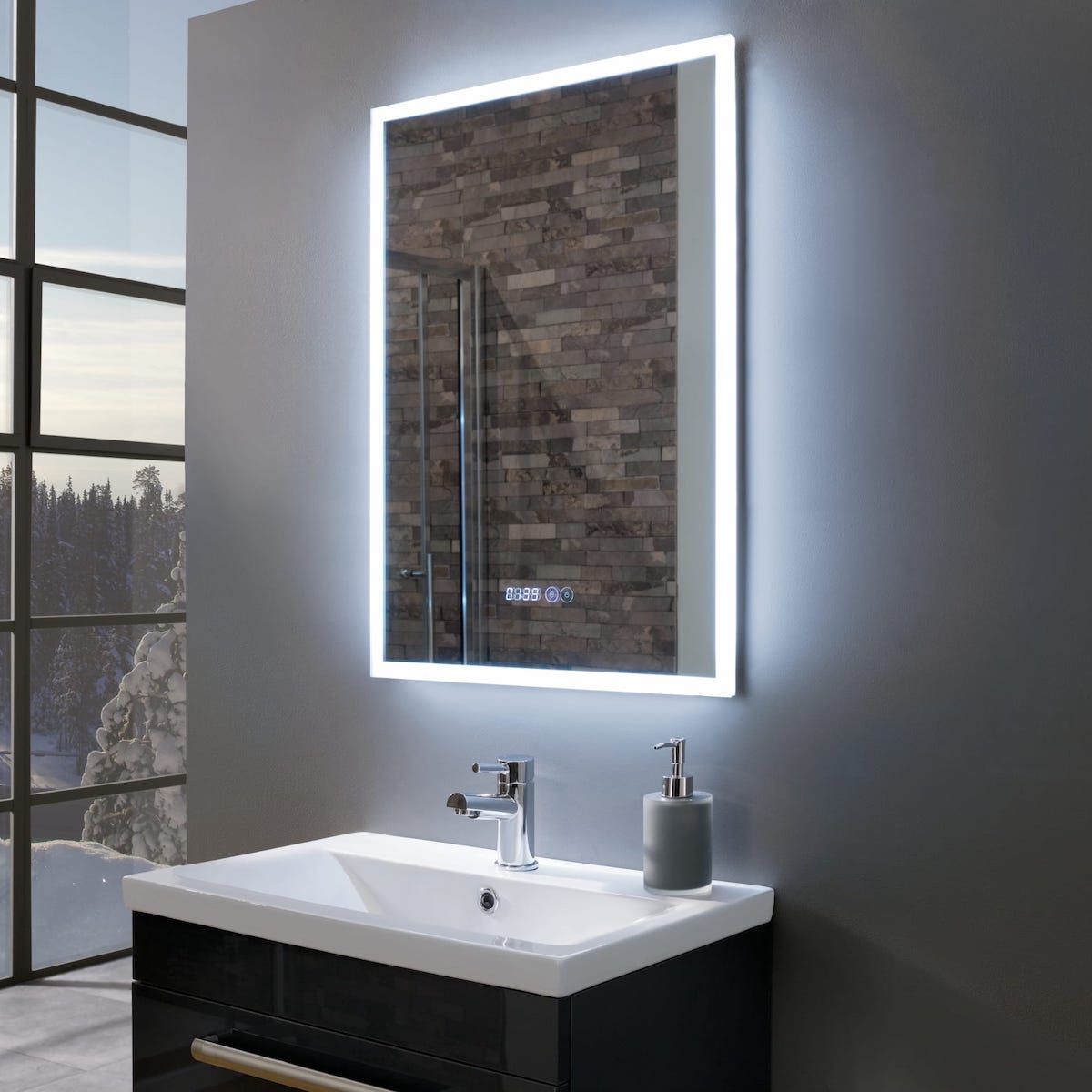 Led Bathroom Mirror Clock