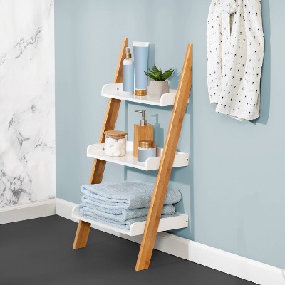 Bathroom Ladder Shelf Bamboo