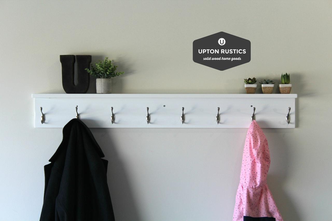 Bathroom Towel Rack with Hooks and Shelf