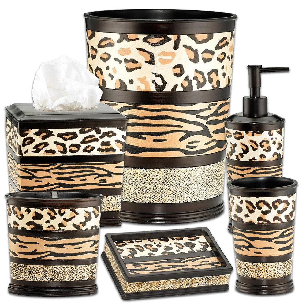Leopard Print Bathroom Accessories Set